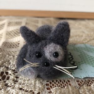 One handmade needle Felted cats kittens